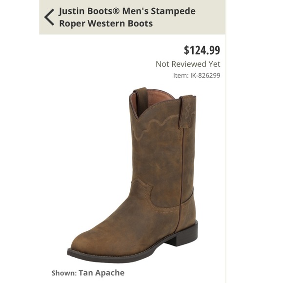 Justin Boots Other - Justin Boots Men's Stampede Roper Western Boots